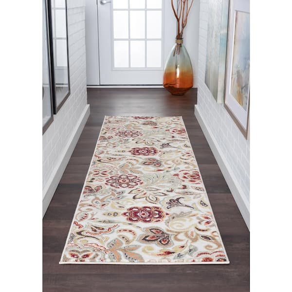 Deco Abstract Ivory 2 ft. x 8 ft. Indoor Runner Rug