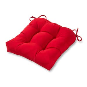 Solid Jockey Red Sunbrella Fabric Square Tufted Outdoor Seat Cushion