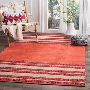 Montauk Red/Ivory 3 ft. x 5 ft. Border Striped Area Rug