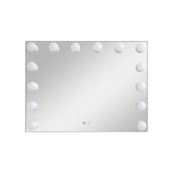 Vanityfus 32 In W X 24 H Framed Rectangular Led Ball Bulbs Bathroom Vanity Mirror White Vf 19026 The Home Depot Vanityfus 32 In W X 24 H Framed, Light Bulbs For Vanity Mirror Home Depot