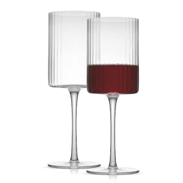 JoyJolt Elle 17.5 oz. Fluted Cylinder Red Wine Glasses Set (Set of