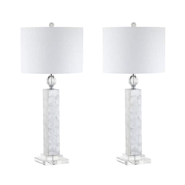 White Led Seas Table Lamp Set, Mother Of Pearl Table Lamp Set