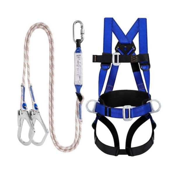 30-56 in. Waist Safety Harness Fall Protection Kit with Shock Absorbing Lanyard and Updated Comfortable Waist Pad