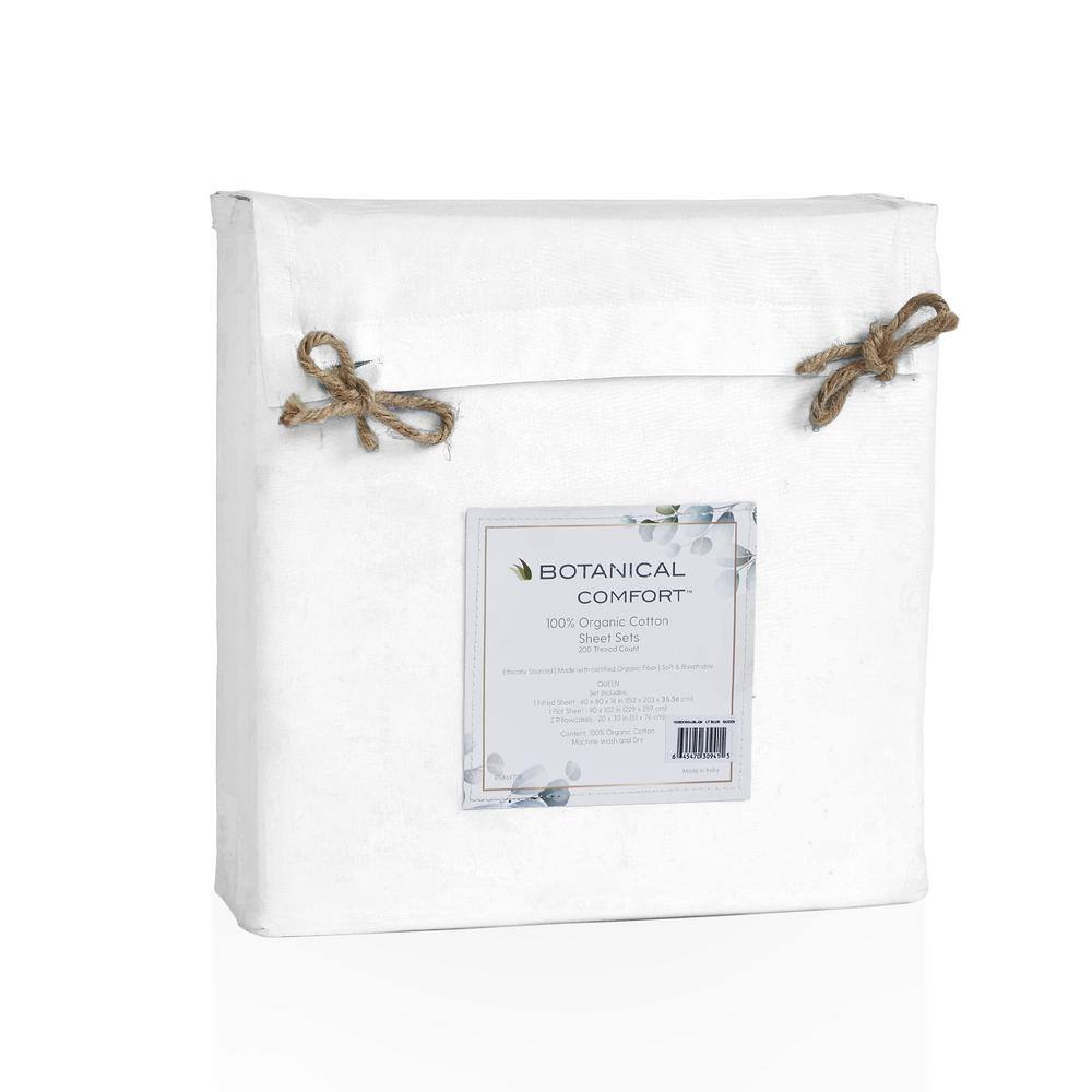 White Organic Cotton Percale California King Sheet Set