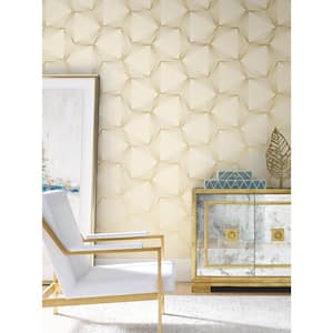 Sand and Gold Honeycomb Non Woven Preium Peel and Stick Wallpaper Approximate 34.2 sq. ft.