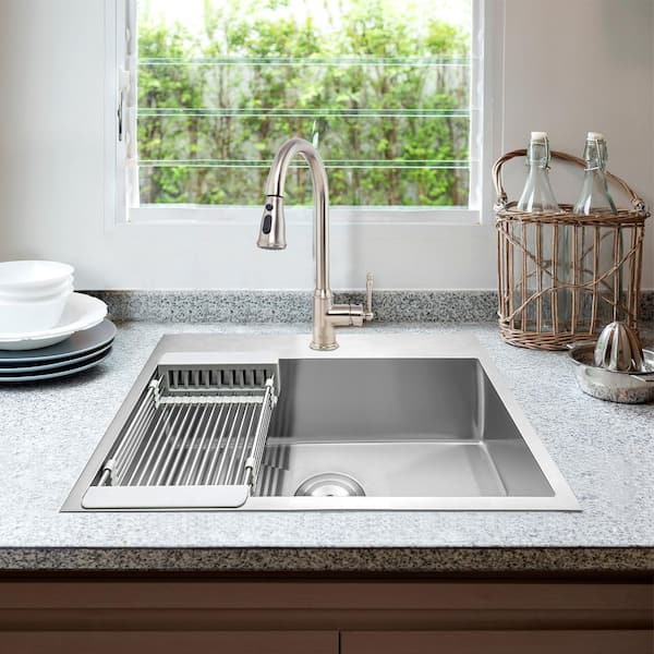 AKDY All-in-One 25 in. x 22 in. Drop-in Single Bowl Stainless