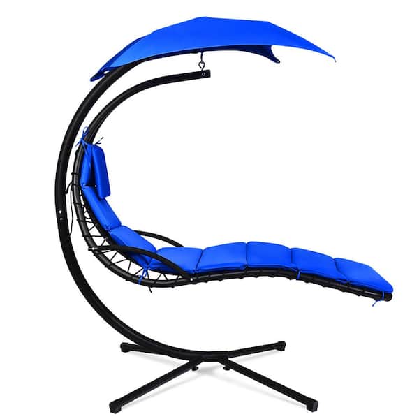 Details about   Patio Hammock Swing Chair Hanging Chaise w/ Cushion Pillow Canopy Navy 