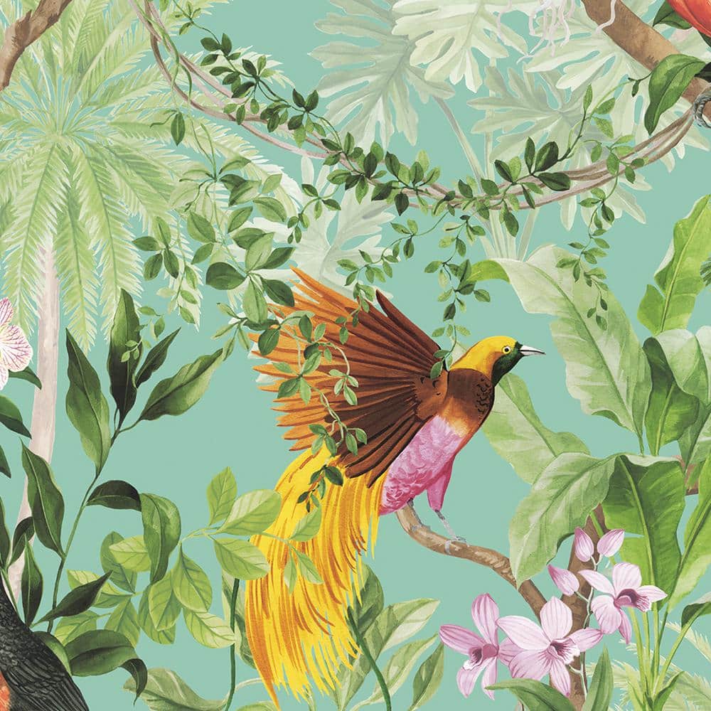 Buy Grey Crowned Crane Bird Tropical Leaves Wallpaper Botanical Online in  India  Etsy