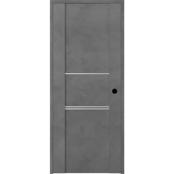 Belldinni Vona 30 in. x 80 in. Left-Handed Solid Core Dark Urban Textured Wood Single Prehung Interior Door
