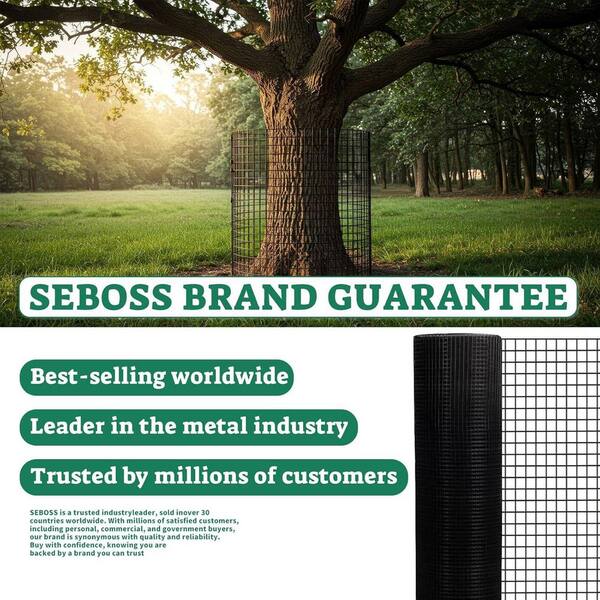 Heavy Duty Black Vinyl Coated Hardware Cloth - 1/2 Inch Mesh, 48" X 100 Ft, 19 Gauge Welded Wire For Fencing & Garden