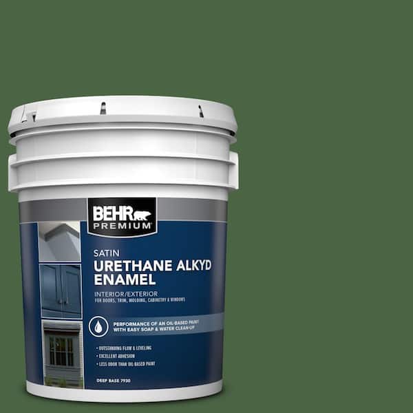 BEHR PREMIUM 5 gal. #S400-7 Deep Viridian Urethane Alkyd Satin Enamel Interior/Exterior Paint