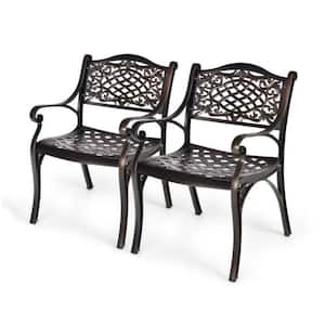 Outdoor Cast Aluminum Dining Set of Patio Bistro Chairs (2-Pack)