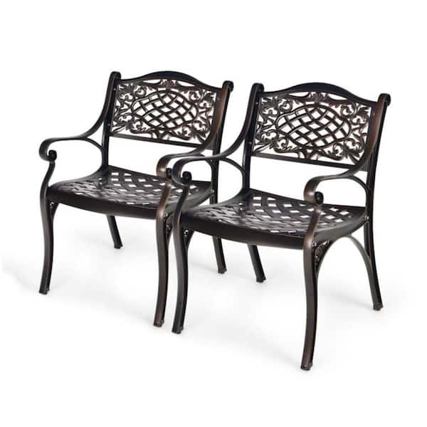 Alpulon Outdoor Cast Aluminum Dining Set of Patio Bistro Chairs (2-Pack)