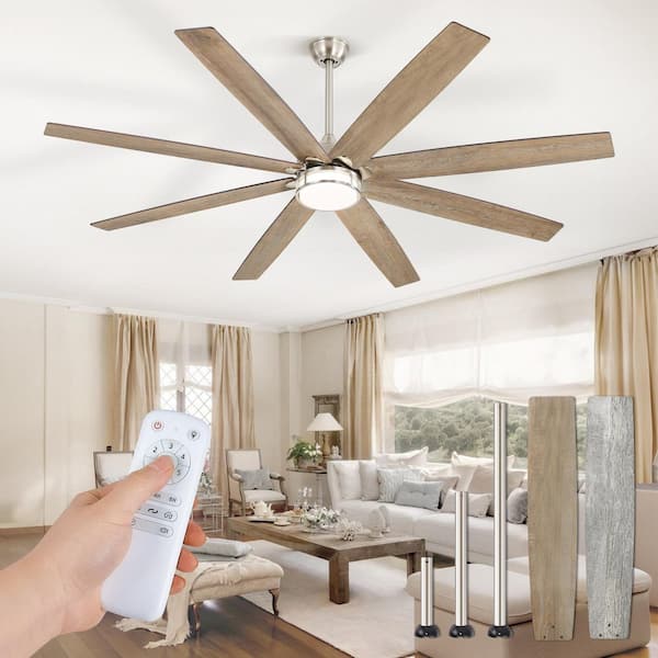 HINNIXY 72 in. Indoor Nickel Downrod/Angled Mount 6-Speed Ceiling
