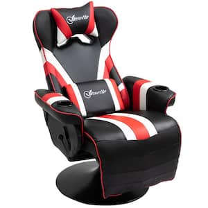 Modern Black/White/Red PVC Gaming Chair Racing Style Computer Reclining Chair with Lumbar Support