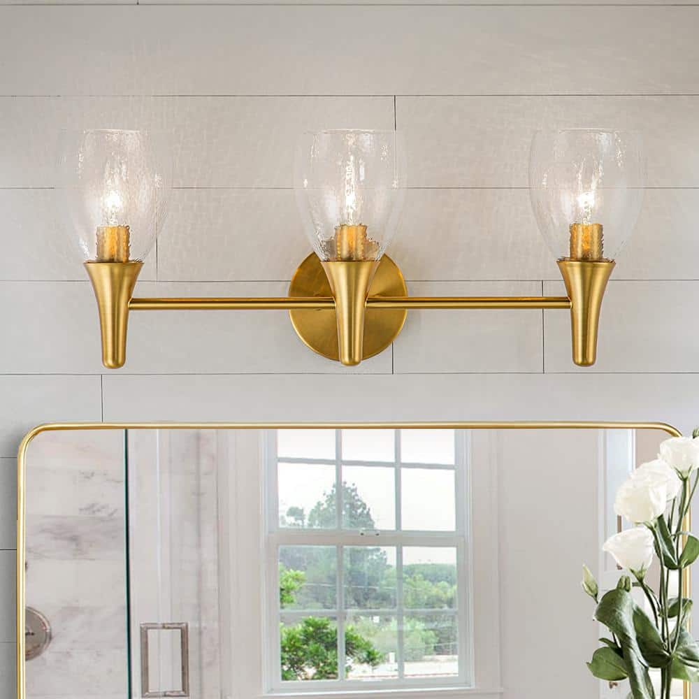 Edislive Ava 21.7 In. 3-light Gold Bathroom Vanity Light Modern Wall 