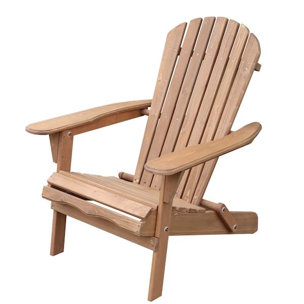 Brown Stained Wooden Preassembled Panels Folding Adirondack Chair (Set of 1)