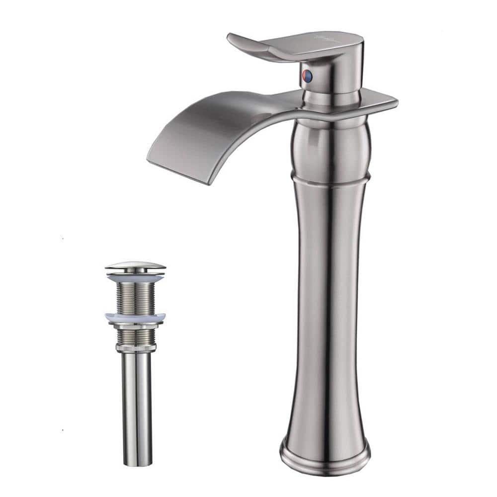 WANMAI Single Handle Waterfall Bathroom Vessel Sink Faucet with PopUp