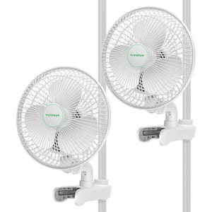 AeroWave Portable 6 in. 2-Speed Clip Fan in White with Auto Oscillating for grow tents (2-Pack)