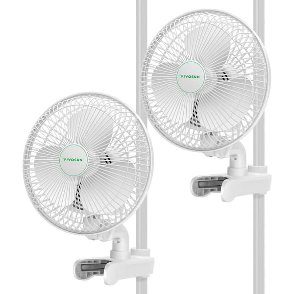 AeroWave Portable 6 in. 2-Speed Clip Fan in White with Auto Oscillating for grow tents (2-Pack)