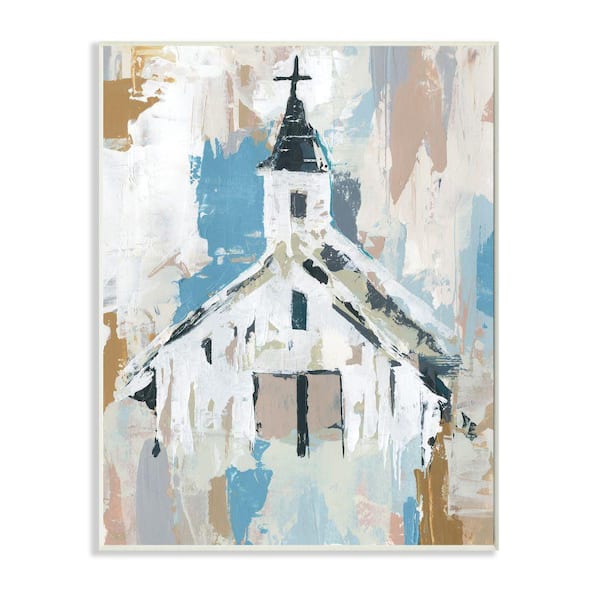 Stupell Industries Distressed Country Church House Abstract Pattern By Annie Warren Unframed Print Religious Wall Art 10 in. x 15 in.