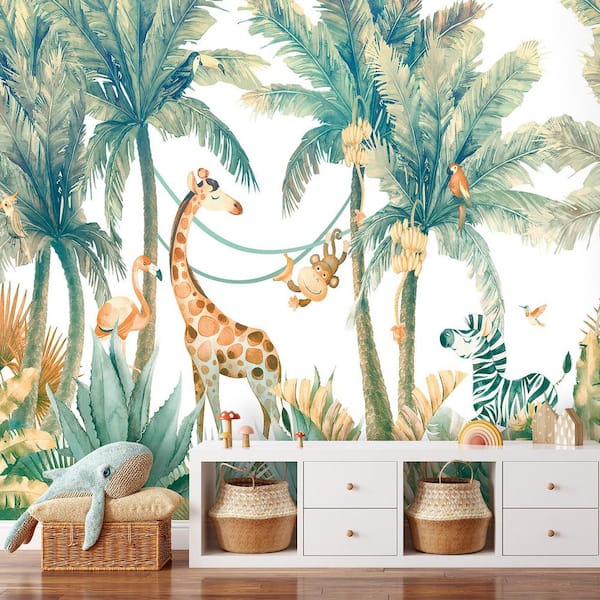 Jungle Jamboree White Wall Mural