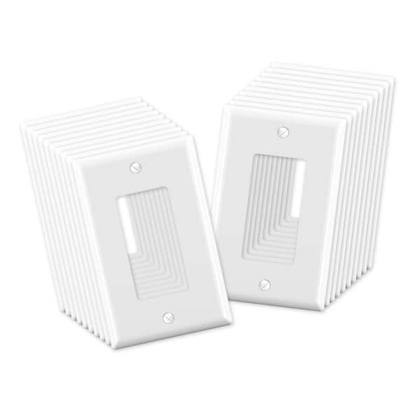 1-Gang Midsize 4.88 in. x 3.13 in. Decorative Switch Wall plate, UL Listed, Glossy White (20-pack)