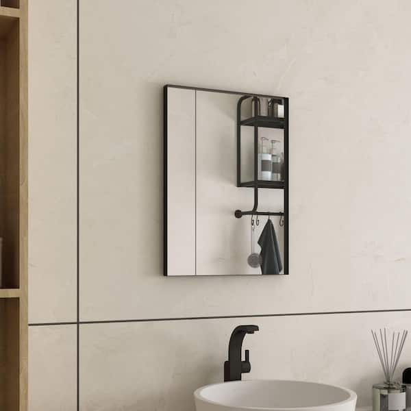 22 in. W x 30 in. H Rectangular Aluminum Framed Wall Bathroom Vanity Mirror in Black