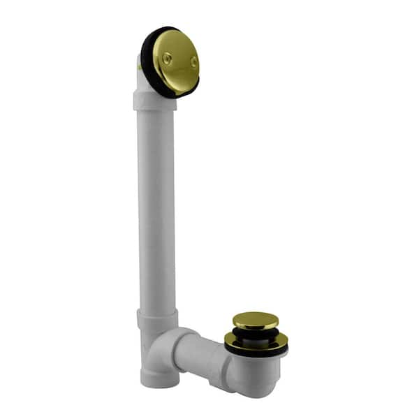 Westbrass 1-1/2 in. Schedule 40 PVC Tip-Toe Drain Bath Waste and Overflow with 2-Hole Faceplate in Polished Brass
