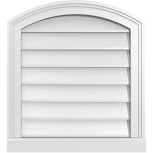 Ekena Millwork 20" x 22" Arch Top Surface Mount PVC Gable Vent: Functional with Brickmould Sill Frame