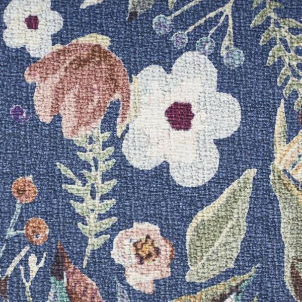 2 ft. x 8 ft. Blue Floral Washable Area Rug