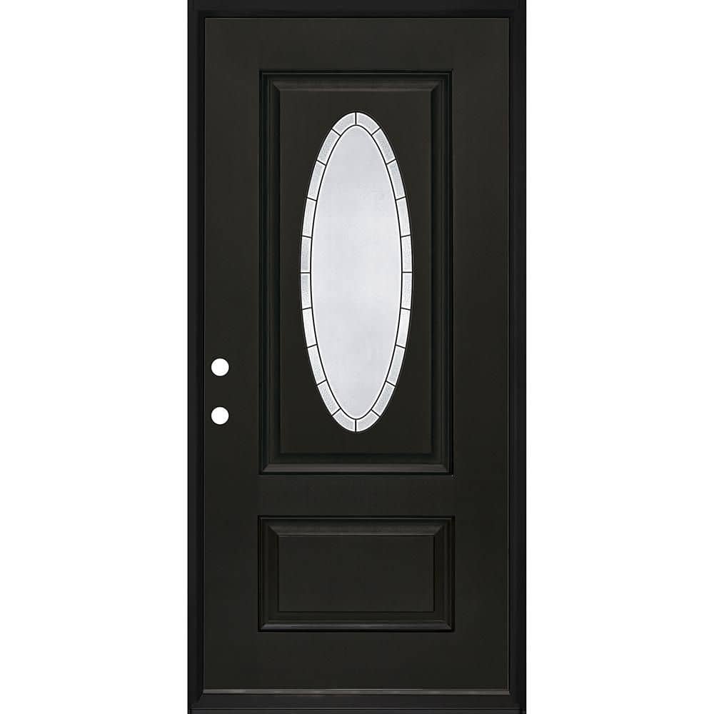 Regency 36 in. x 80 in. 3/4L Oval Empire Decorative Glass RHIS Onyx Fiberglass Prehung Front Door with 6-9/16 Jamb price history on PriceWatchPro
