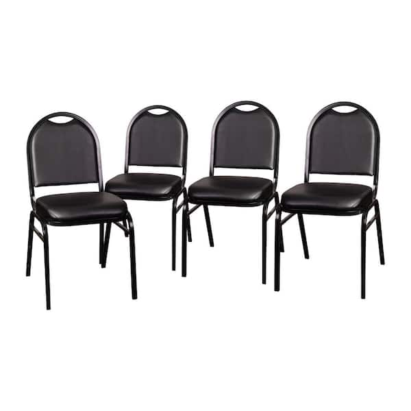 Carnegy Avenue Black Vinyl/Black Frame Vinyl Stack Chair (Set of 4)