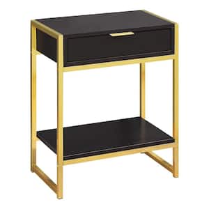 Jasmine 23.75 in. Cappuccino/ Gold Wood End Table