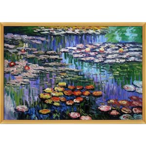 Water Lilies Pink by Claude Monet Piccino Luminoso Framed Oil Painting Art Print 26.5 in. x 38.5 in.
