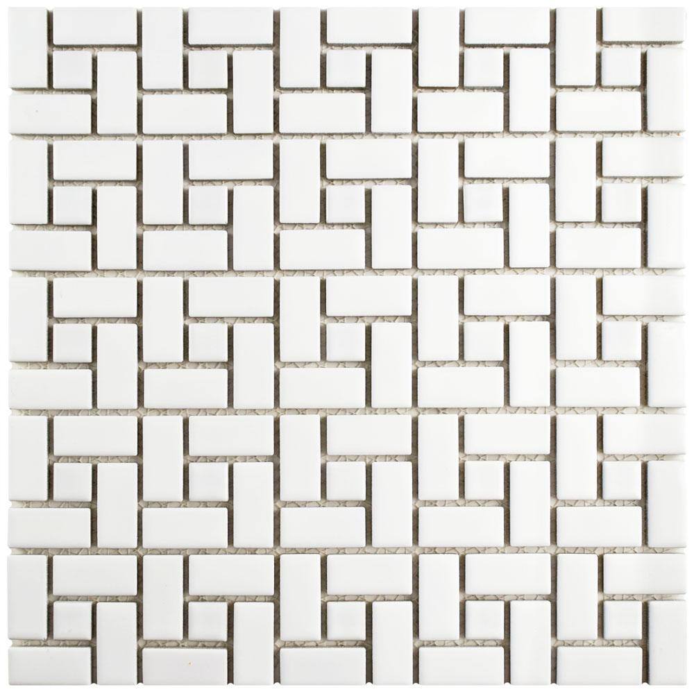 Spiral Matte White with Glossy White Dot 6 in. x 6 in. Porcelain Mosaic Take Home Tile Sample price history on PriceWatchPro
