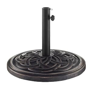 Circle Weave Round Metal Patio Umbrella Base in Antique Bronze