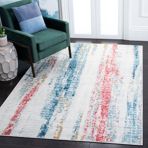 Madison Ivory/Blue 7 ft. x 7 ft. Abstract Gradient Square Area Rug