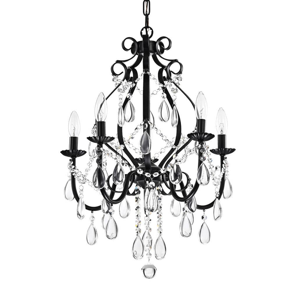 Edvivi Amorette 5-Light Antique Black Candle Style Traditional Glam