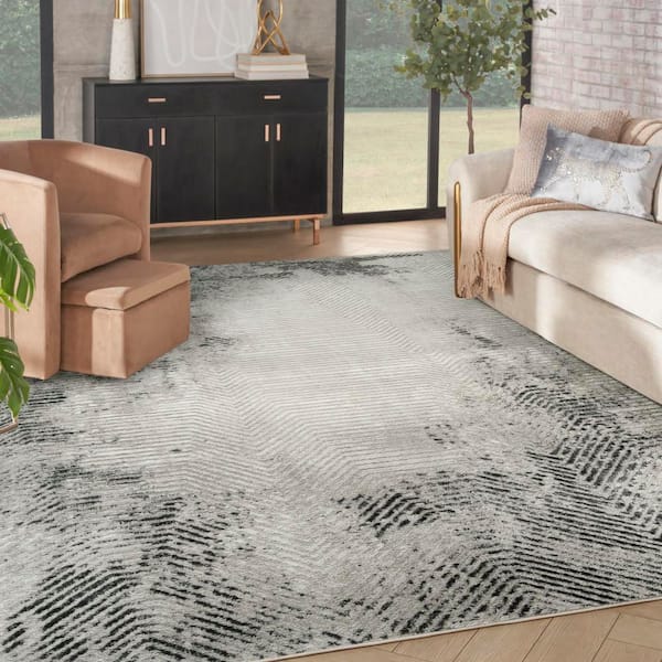 Dekor Grey Charcoal 8 ft. x 10 ft. Abstract Contemporary Area Rug