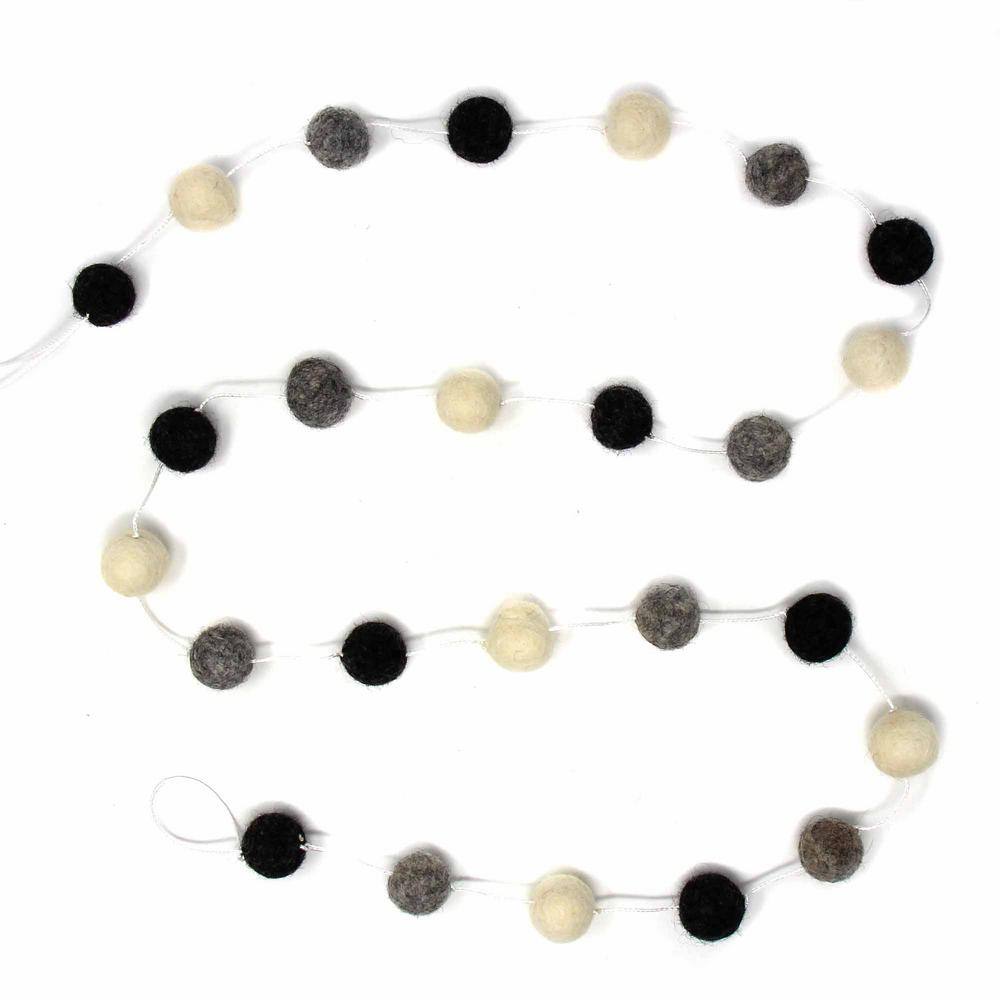 Pom Pom White Black Gray Garland Baby Nursery Room Decor (Set of 2) price history on PriceWatchPro