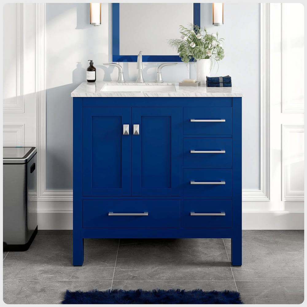 Eviva Aberdeen 36 in. W x 22 in. D x 34 in. H Bath Vanity in Blue with