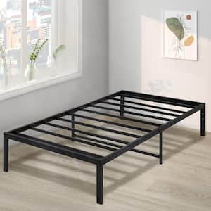 Black Twin Platform Bed Frame with Storage Space