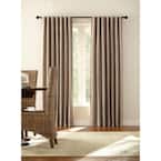 Semi-Opaque Taupe Velvet Lined Back Tab Curtain - 50 in. W x 95 in. L