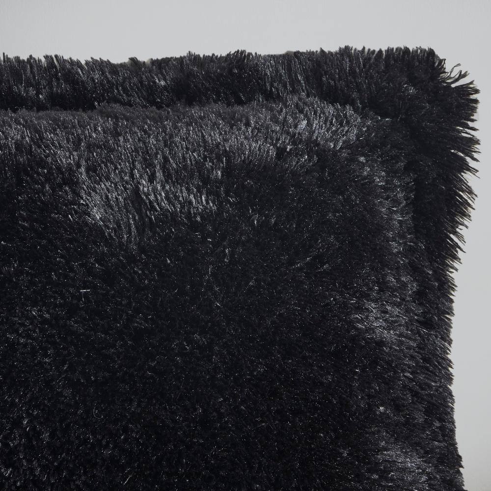 King Black Shaggy Faux Fur Duvet Cover Set