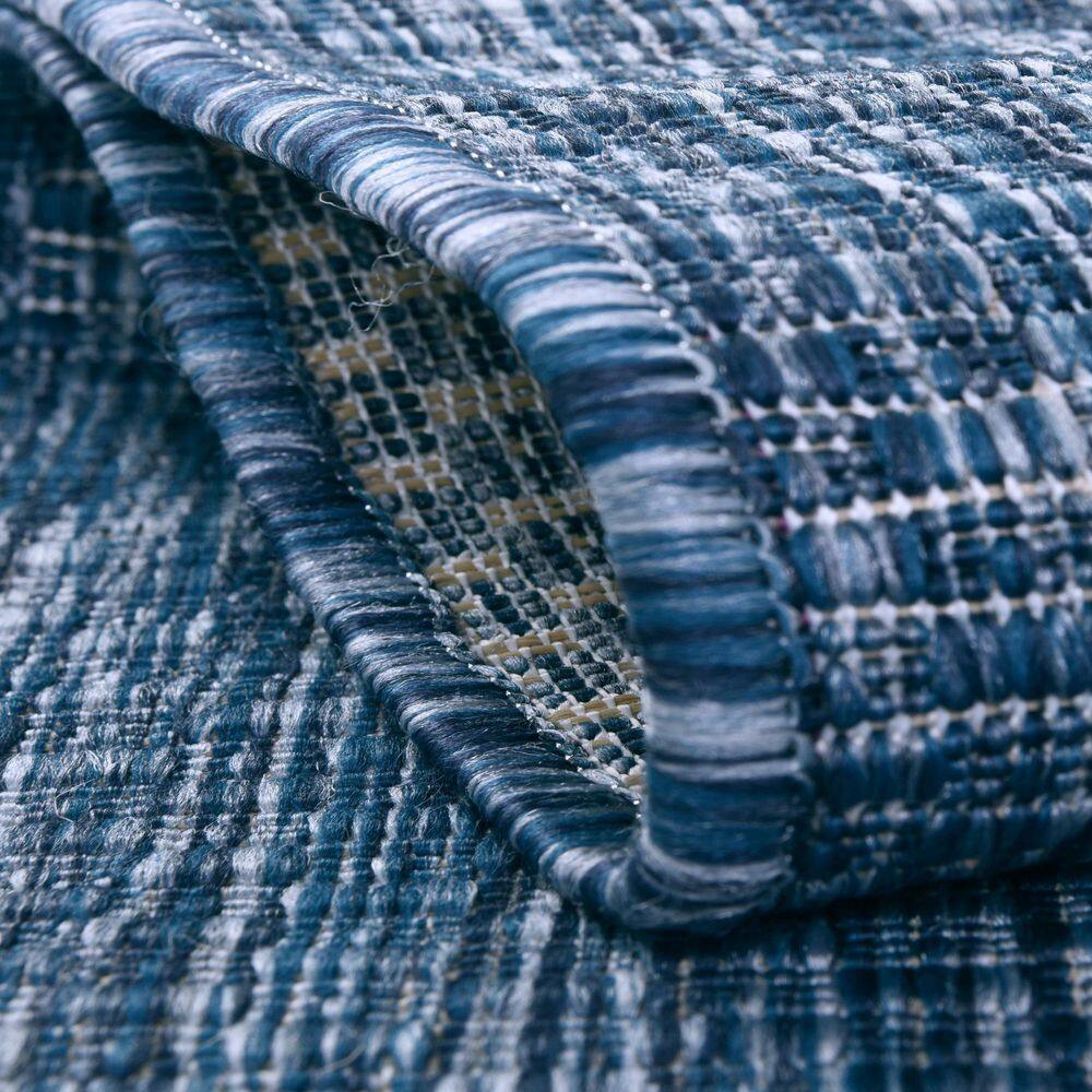 Navy Blue Flat Woven Outdoor Area Rug
