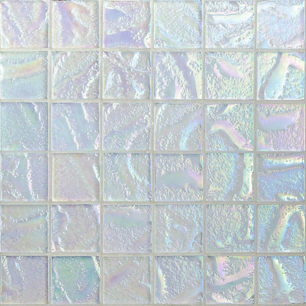 Ivy Hill Tile Marina Iridescent Squares White 11.75 in x 11.75 in. x 8 ...