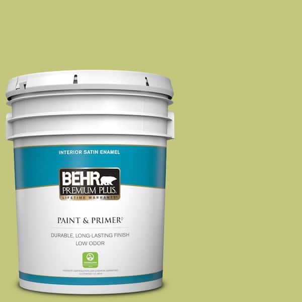 BEHR PREMIUM PLUS 5 gal. #P360-4 Soda Pop Satin Enamel Low Odor Interior Paint & Primer