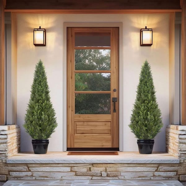 2 Pack 4 ft. Realistic Faux Cedar Tree Artificial Topiary Tree, Faux Evergreen Plants for Outdoor and Indoor Decor