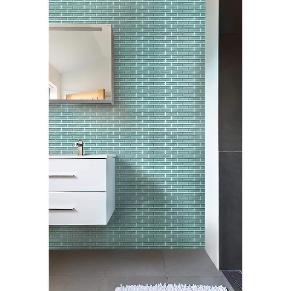 Sky Blue Glossy Glass Mosaic Tile for Kitchen and Bathroom